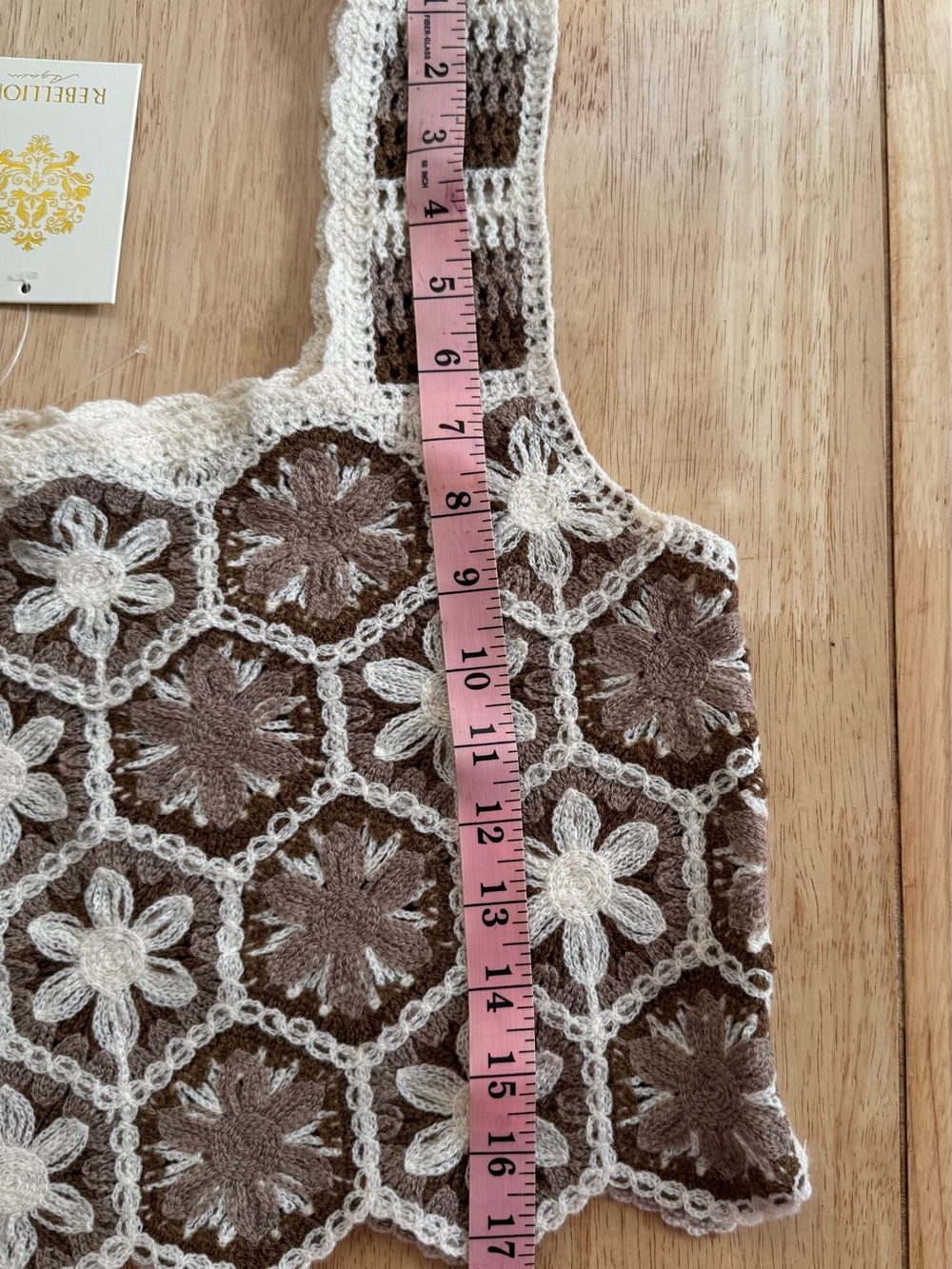 NWT Rebellion Again Crochet Hexagon Floral Boho Crop Top Extra Small XS - Picture 6 of 6